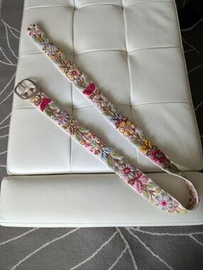 Artisan Hand Made Peruvian Floral Embroidered Woven Belt Boho